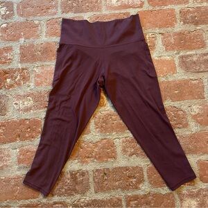 Athleta Spiced Cabernet SALUTATION STASH HIGH RISE 7/8 LEGGING Size 1X pockets